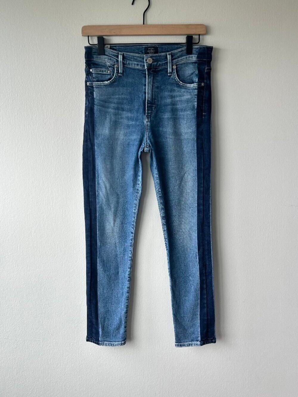 Citizens of Humanity Rocket Crop High Rise Skinny Jeans 28 Side Stripe Contrast